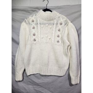 Vintage Sugar Co LTD Hand Knit Grannycore Chunky Sweater Womens LRG Floral 90s